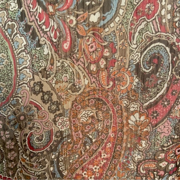 Liz Claiborne Women Sheet Paisley Print Blouse Size 1X Metallic Thread Career - Picture 5 of 8